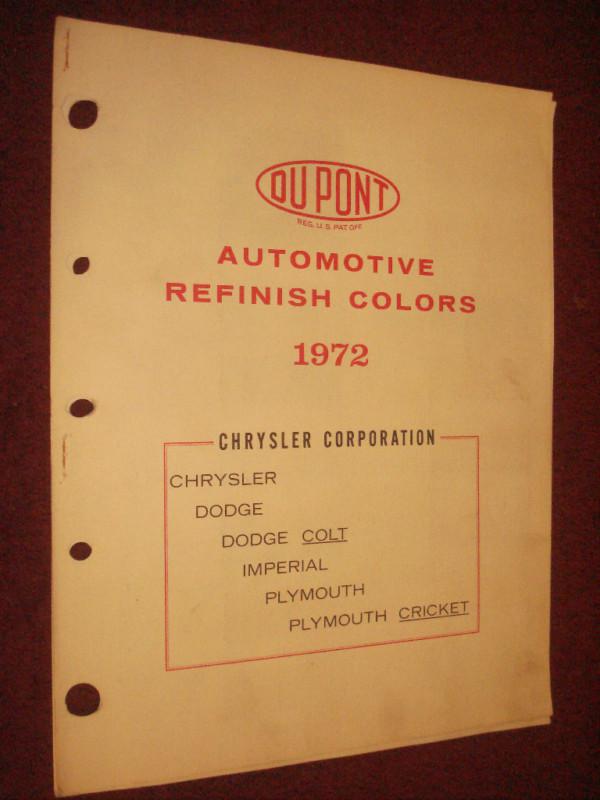 1972 dodge / plymouth / chrysler / imperial / du pont colors paint chips / orig