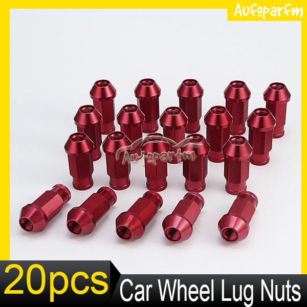  m12 x1.5mm 20pcs 7075 billet aluminum red wheel lug nut for honda acura ford