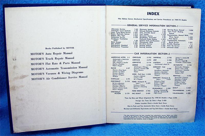 MOTOR'S AUTO REPAIR MANUAL 1964 - 1970 33rd EDITION, US $23.99, image 9