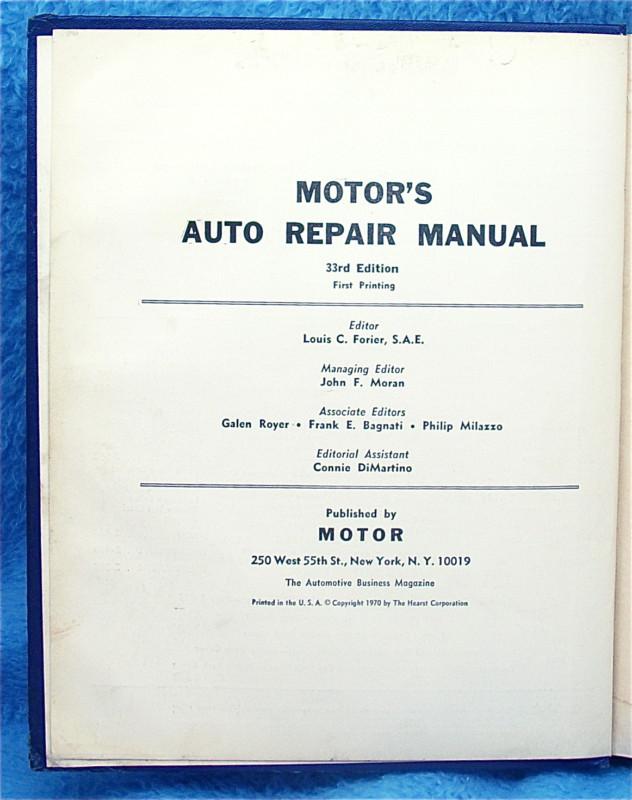 MOTOR'S AUTO REPAIR MANUAL 1964 - 1970 33rd EDITION, US $23.99, image 10