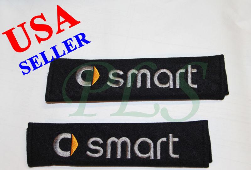 Smart seat belt cover shoulder pads black cushion pair
