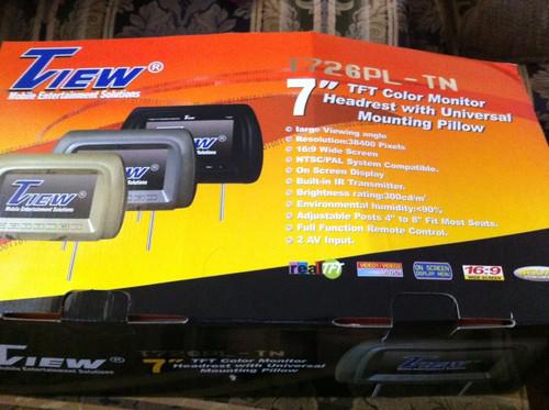 7 inch tft color monitor headreast w/ universal mounting pillow