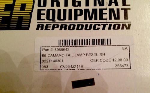 68 Camaro Tail Light Bezel Right Hand RH Chrome, US $0.99, image 3
