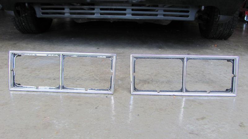 1981-1987 pontiac grand prix headlight lamp bezels pair trim oem chrome 81-87
