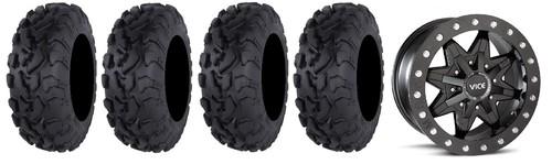 Msa black vice 14" atv wheels 30" bajacross tires can-am commander maverick
