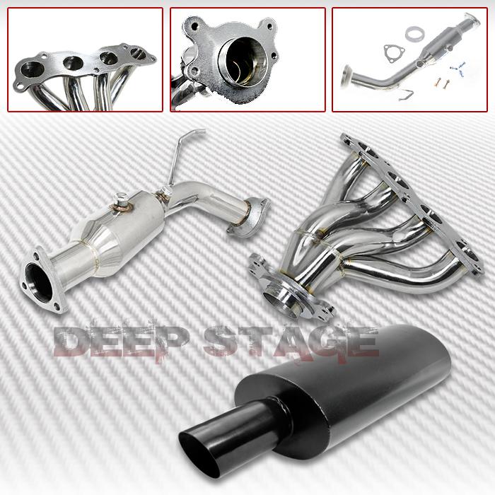4-1 exhaust manifold header extractor+pipe+black oval muffler 02-05 civic si ep3