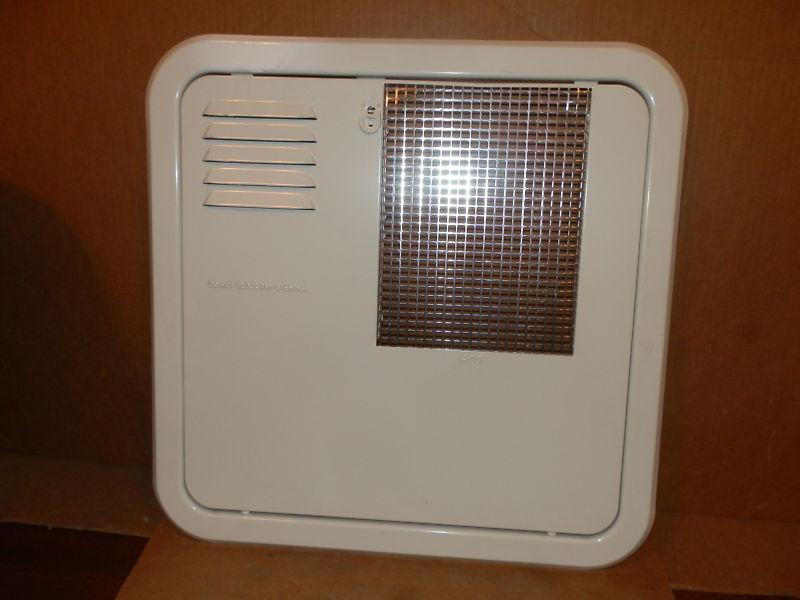 Rv hot water heater cover with trim r.o. 16" x 16" white ( used )