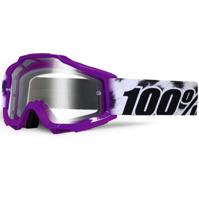 100% accuri junior mx youth goggles, cheetah purple jr.(animal print),clear lens