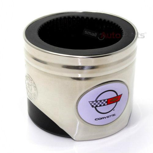 New- chevy corvette c4 logo piston shaped soda cup mug can cooler holder koozie