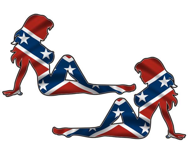 Rebel mudflap girl decal set 3"x1.8" confederate flag vinyl sticker zu1