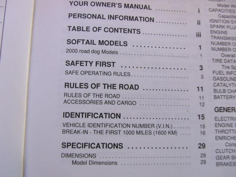 Buy Harley Davidson Softail Owners Manual 2000 in Plymouth, Indiana, US