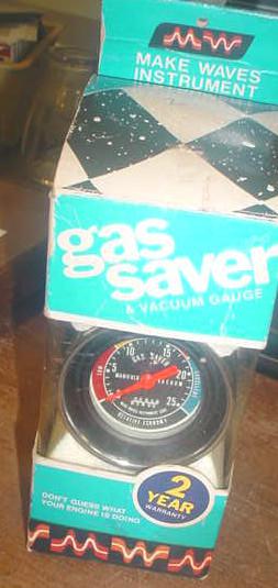 Nos vintage dash/column mount vacuum driving gas-saver gauge-by make waves
