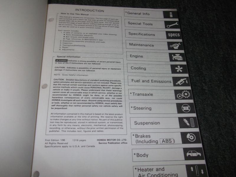 1996 1997 HONDA CIVIC DEL SOL Service Shop Repair Manual OEM DEALERSHIP SET 2 x, US $165.65, image 2