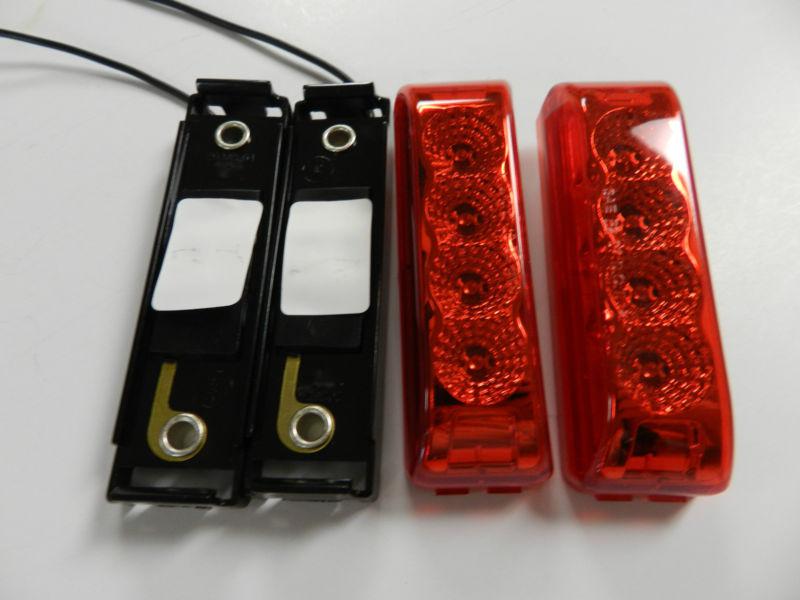 (2) 4 led light 1x4 surface mount red miro flex clearance marker trailer truck 
