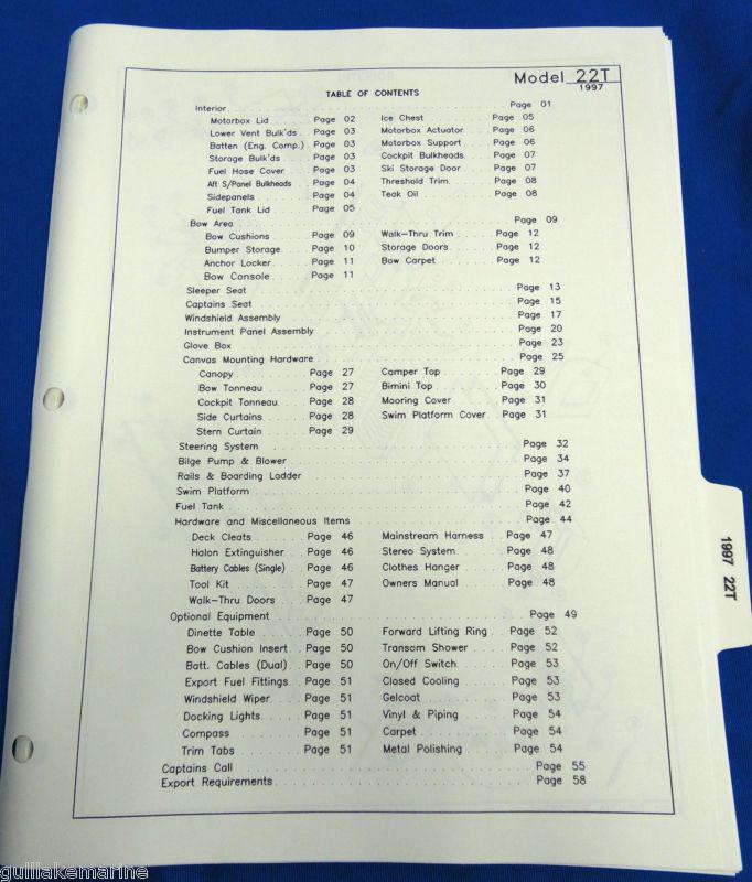 Vintage coablt 22t boat parts book diagrams & part numbers for 1997