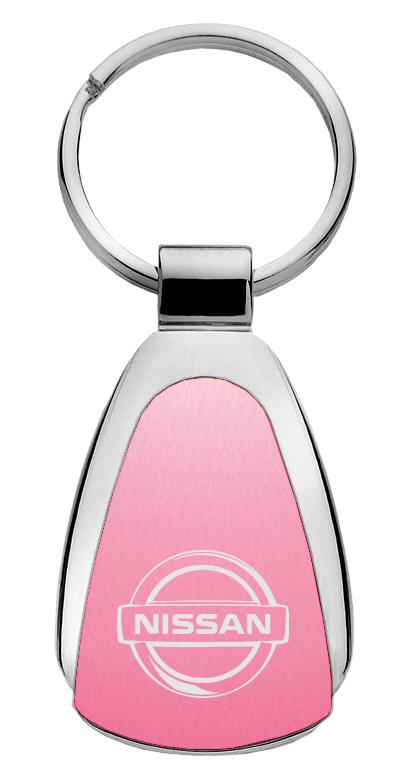 Nissan pink tear drop metal keychain car ring tag key fob logo lanyard