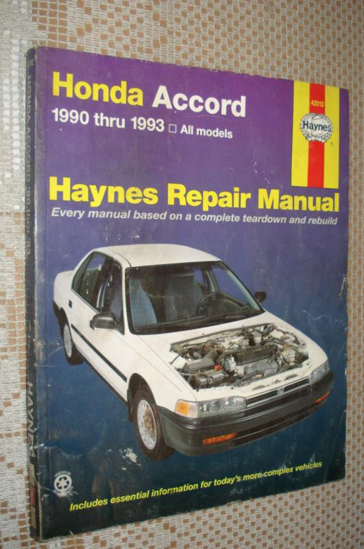 1990-1993 honda accord service manual shop book haynes repair 1991 1992