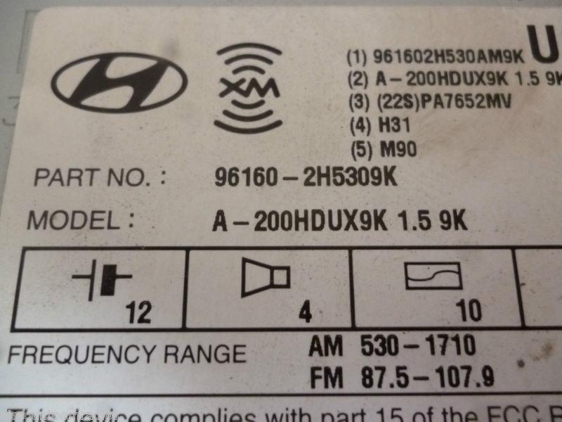 07-10 Hyundai Elantra Radio Cd Mp3 Player XM 96160-2H5309K *, US $175.00, image 4