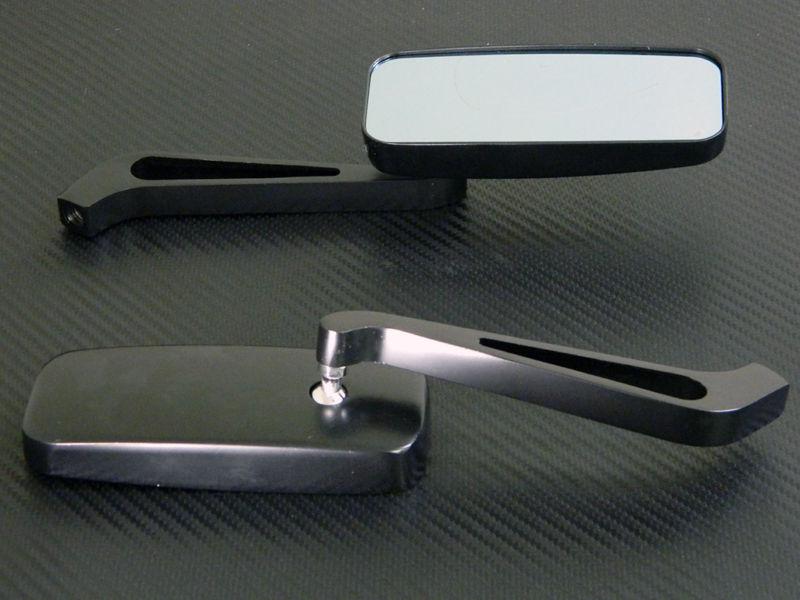 Black rectangle style rearview mirrors for harley cruiser chopper motorcycle