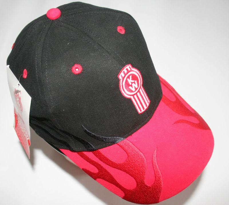 Kenworth kw diesel flames semi 18 wheeler trucker base ball cap hat hauler new