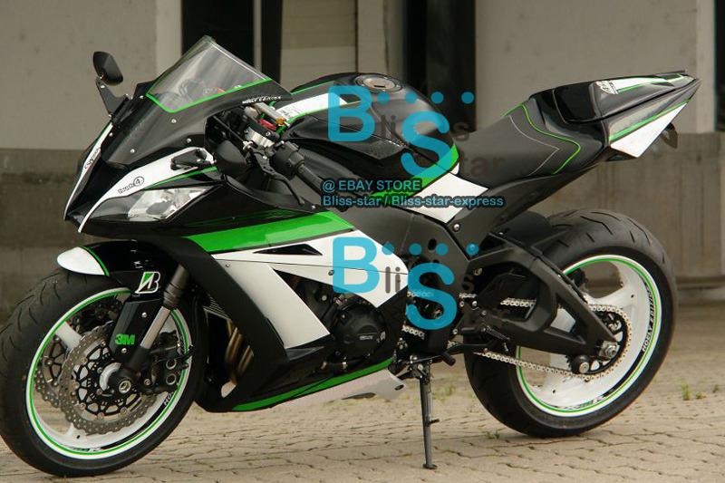 Fairing white green blk bodywork fit kawasaki zx10r zx-10r 2011-2012 w6