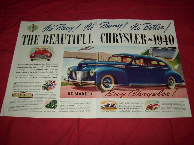 1940 chrysler two page car ad