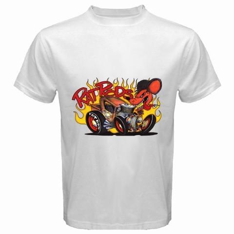 Hot road rat rods rat fink t-shirt white shirt size xs-2xl