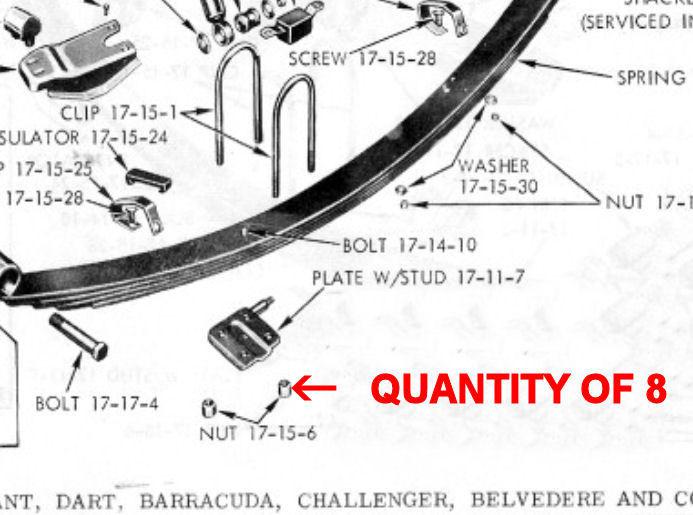Find 8 NEW Mopar rear spring u bolt nuts Chrysler Dodge Plymouth Trucks