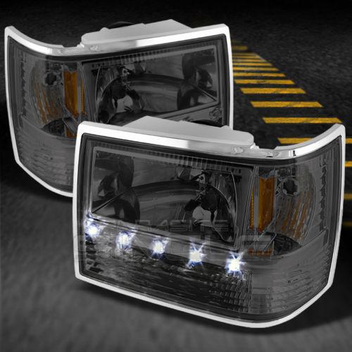 Smoked 93-98 jeep grand cherokee 6in1 led headlights+bumper corner signal lamp