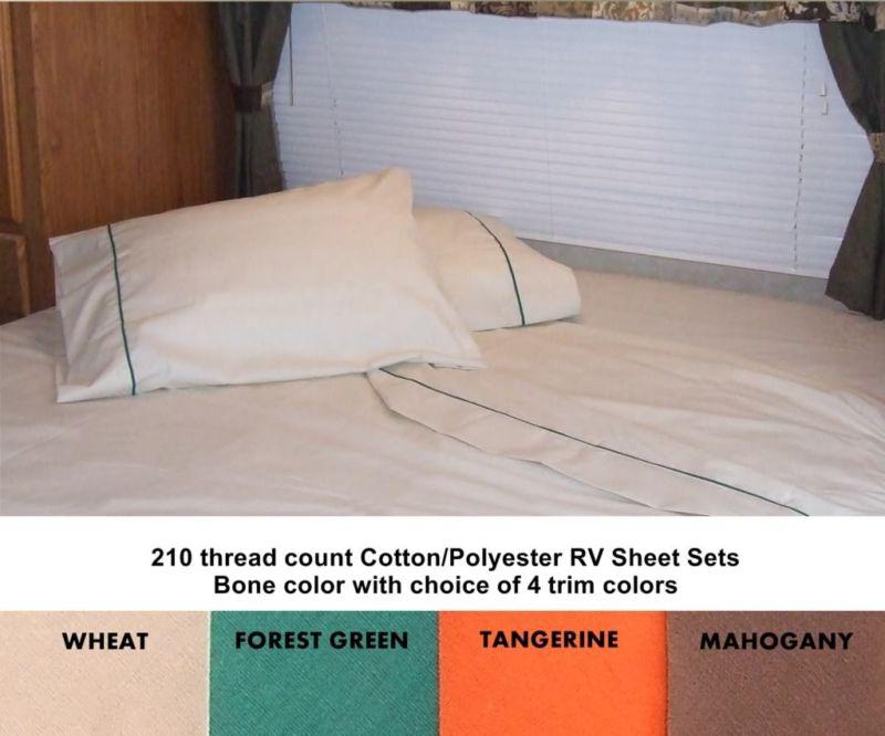 28x75 rv & camper bunk sheet sets easycare percale bone w/ tangerine trim new!