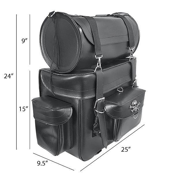 11537 large deluxe premium top grade cowhide leather sissy bar saddlebag 
