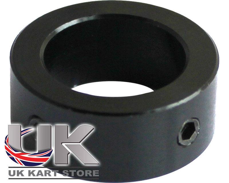 Aluminium kart steering column safety locking ring & grub screws in black - 20mm