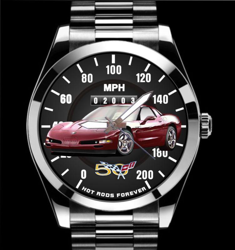 2003 vette 50th anniversary special edition burgundy speedometer chrome watch