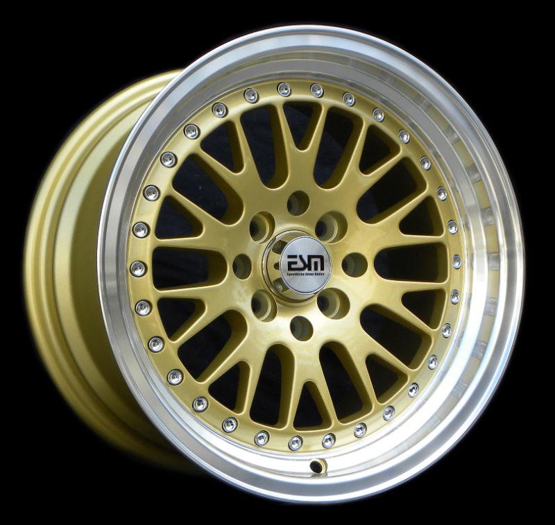 Gold 16x8 16x9 16" ccw style wheels esm 007 4x100x114.3 cb67.1 peugeot