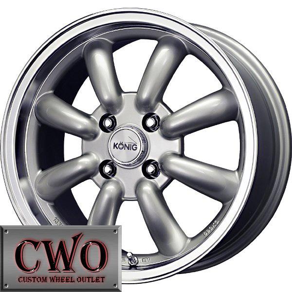15 silver konig rewind wheels rims 4x100 4 lug civic mini g5  cobalt xb integra