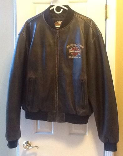 Harley davidson leather bomber riding jacket, mens xl, black, euc!