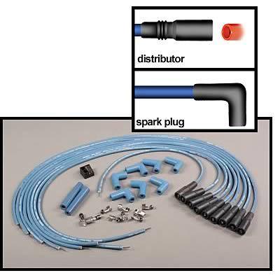 Moroso spark plug wires blue max spiral core 8mm blue straight boots univ l8/v8