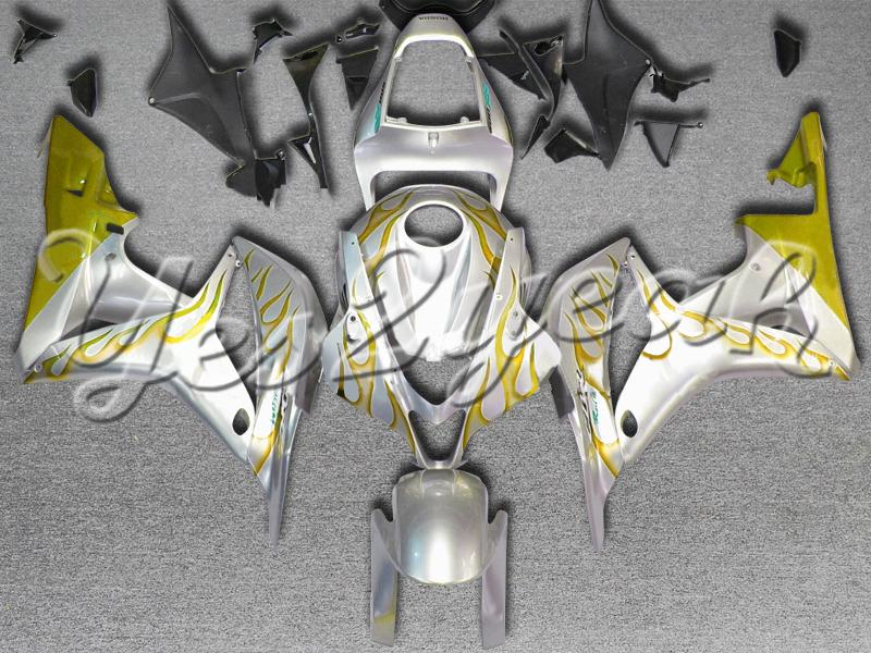 Injection molded fit 2007 2008 cbr600rr 07 08 yellow flames fairing zh576