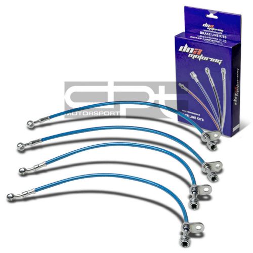 4-pcs full stainless steel hose brake line kit for 97-01 prelude bb6 h22a4 blue