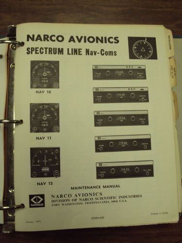 Narco avionics spectrum line nav-com maintenance manual: nav 10/10a/11/11a/12/14