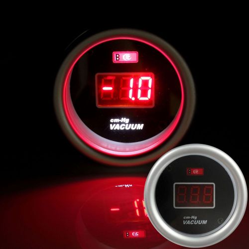 Car motor 12v 52mm red digital vacuum gauge with sensor pvc hose fitting kit new