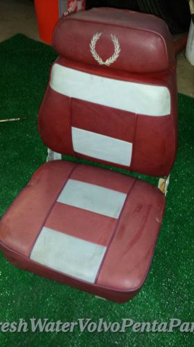 Red &amp; grey folding premium marine captains chair boat seat garelick todd wise