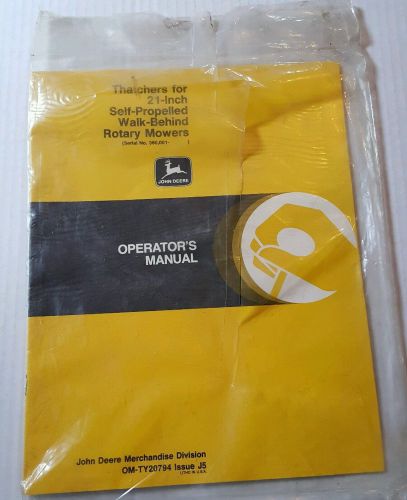 New john deere thatcher 21" walk behind mowers operators manual om-ty20794 j5