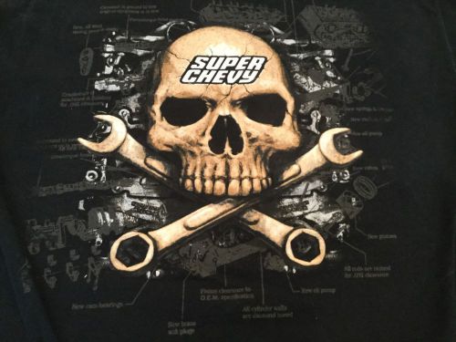 Collector's 'super chevy' chevrolet mechanic 'skull' tee shirt adult large black
