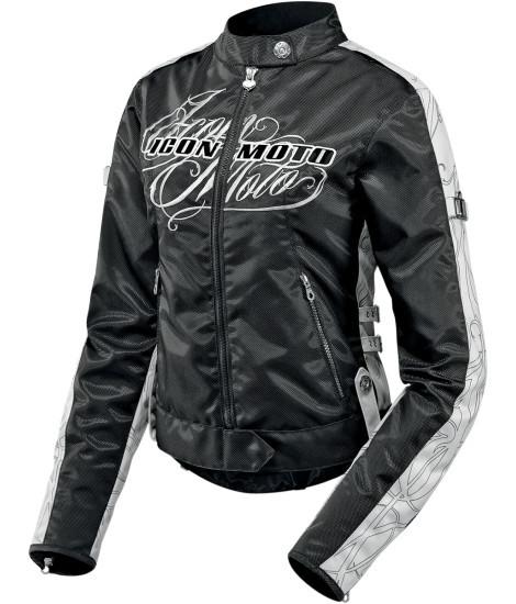 Icon hella street angel womens textile motorcycle jacket black m md medium