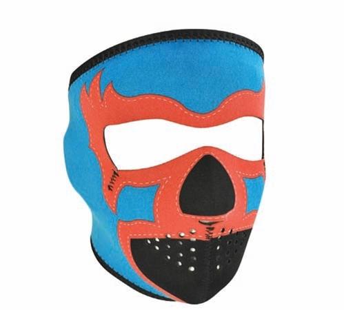 2 in 1 reversible motorcycle biker, ski neoprene face mask - lucha libre blue