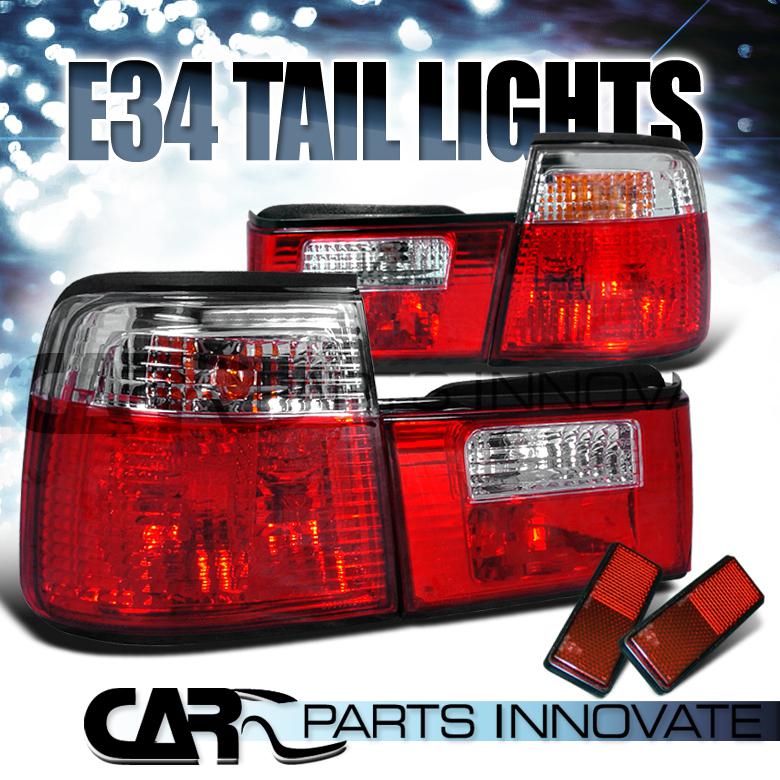 Bmw 89-95 e34 5-series 525i 530i 535i m5 tail lights rear brake lamp red clear