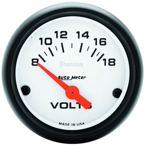 Autometer phantom electrical voltmeter gauge 2 1/16&#034; dia white face 5791