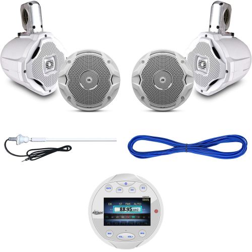 Find 6.5" Marine Speaker Set w/Wires, AQR84W Marine Bluetooth Gauge