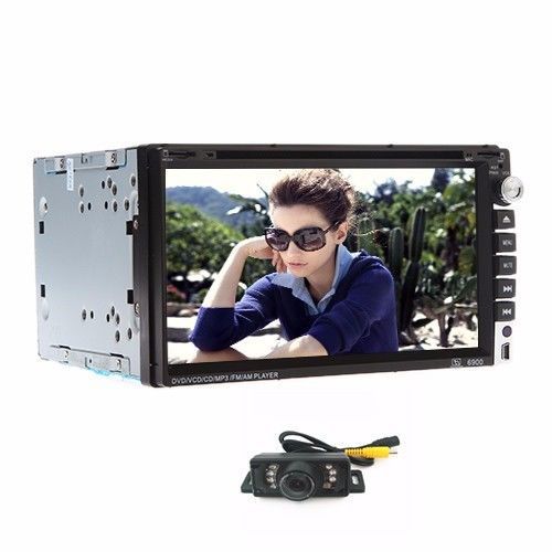 6.95'' 2din in-dash car dvd cd player bluetooth fm radio ipod rds +rear view cam